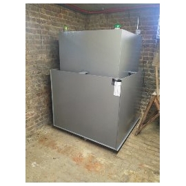 Cuve mazout 1500 litres rectangulaire fabrication en cave avec bac